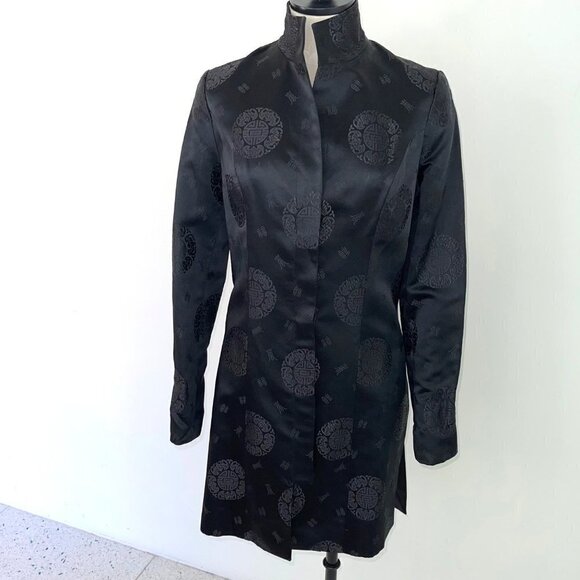 Tei Mei Shanghai Jacket Womens Vintage Asian Motif Embossed Covered Button Black - Picture 16 of 16